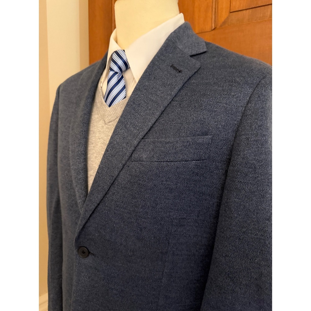 Nordstrom 100% Linen Trim Fit Blazer Mens 40R Blue Two-Button Sport Coat Jacket